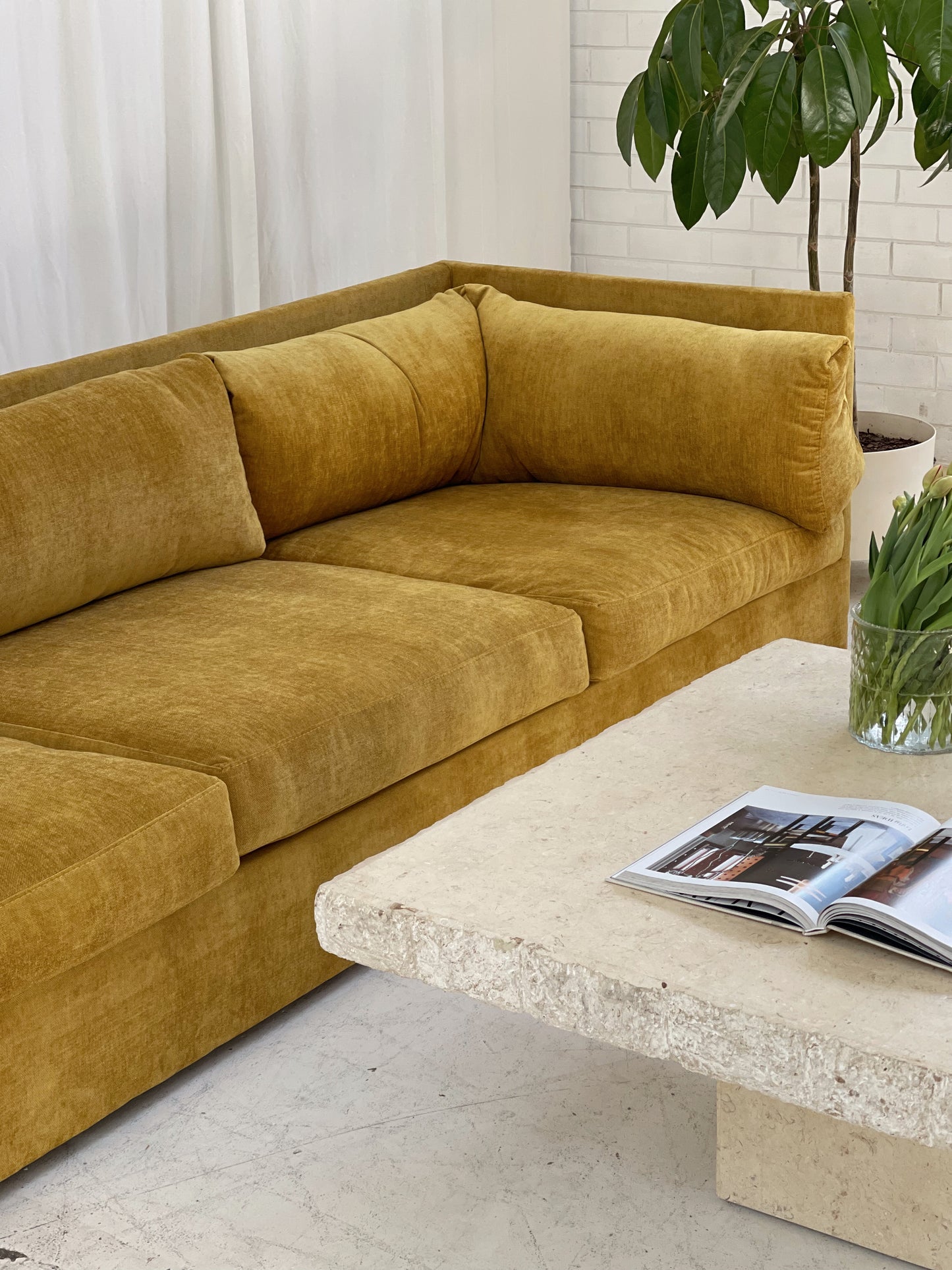 Yellow Velvet Vintage FLER Sofa