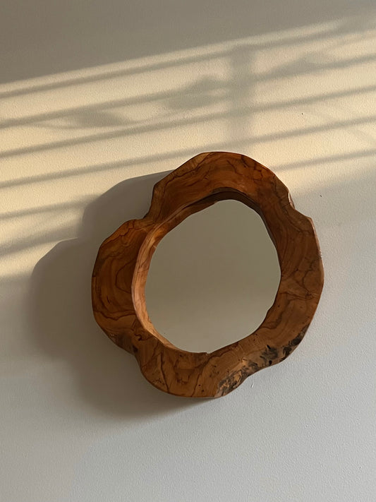 - Wooden Organic Form Mirror, 1970s