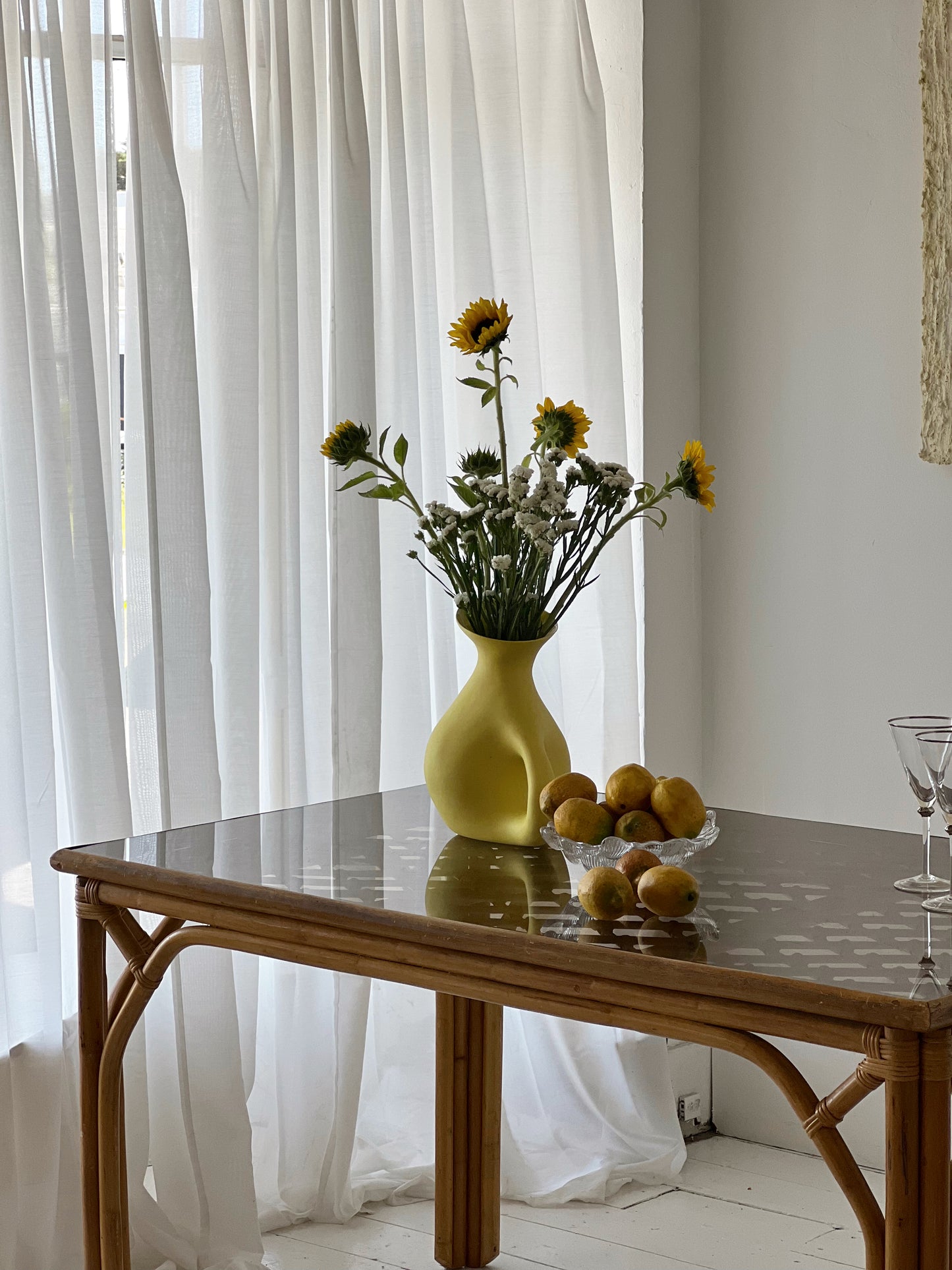 Cane & Glass Dining Table