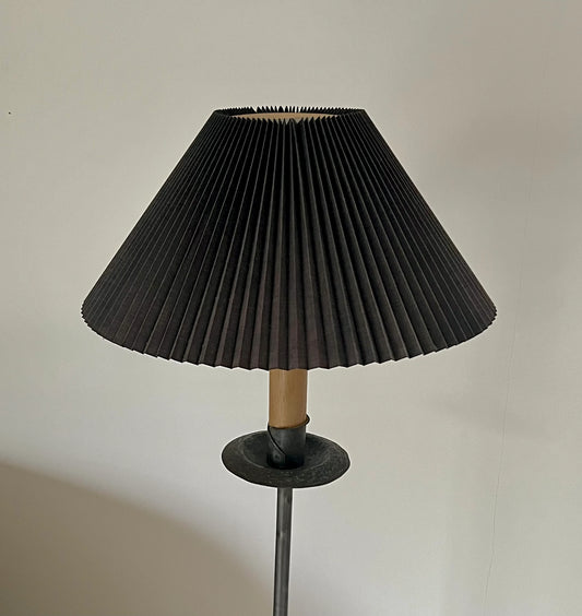 - Vintage Iron Floor Lamp with Cocoa Pleated Shade