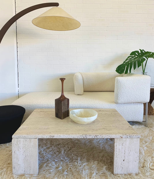 Vintage Unfilled Travertine Coffee Table