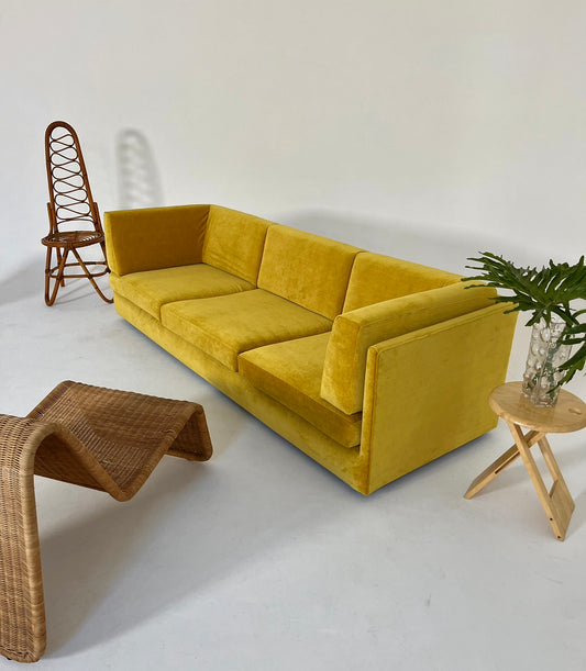 - Vintage Custom Velvet Sofa in Sunshine - Fully Refurbished