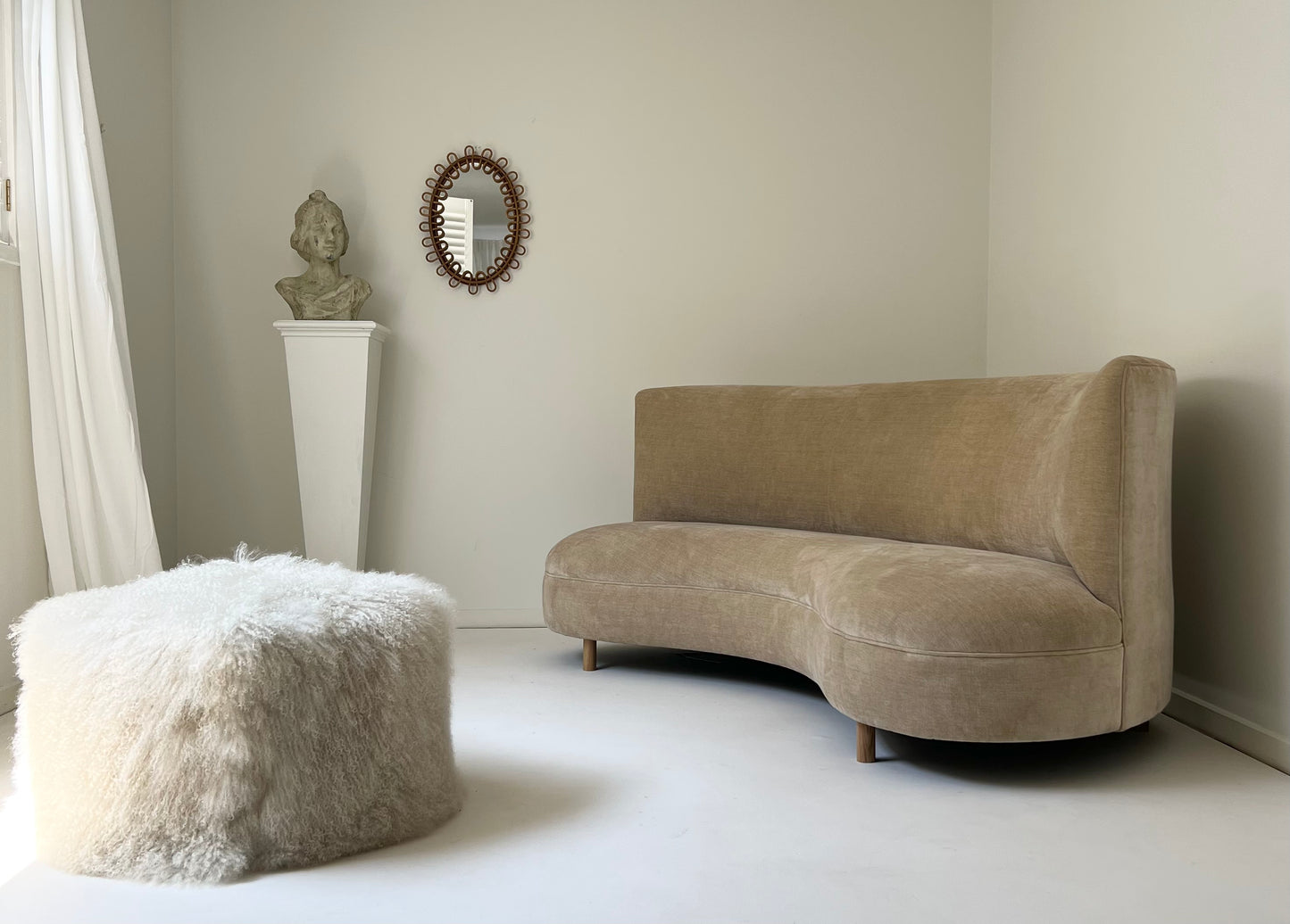 Bespoke Curved Sofa in Cashew Velvet