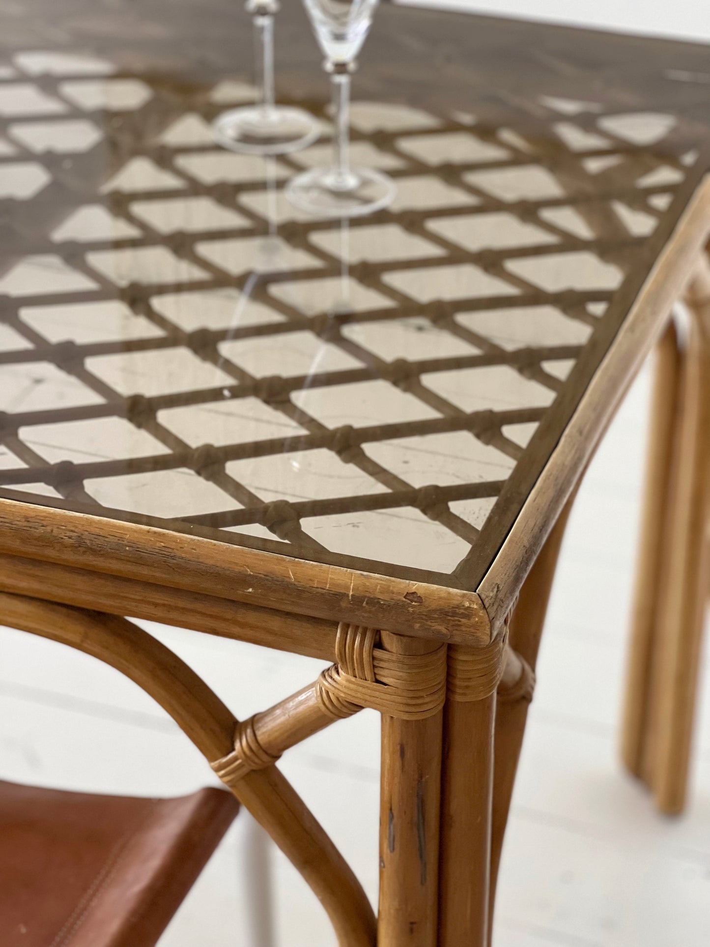 Cane & Glass Dining Table