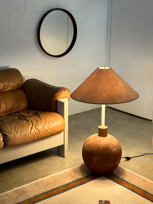 Società Porcellane Artistiche Midcentury Spherical Terracotta Italian Floor Lamp