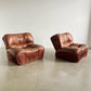 - Set of Two - Italian Leather Armchairs by Giuseppe Rossi for Albizzate, 1970s.