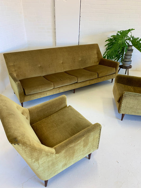 Beautiful Mid Century Gold Velvet Sofa