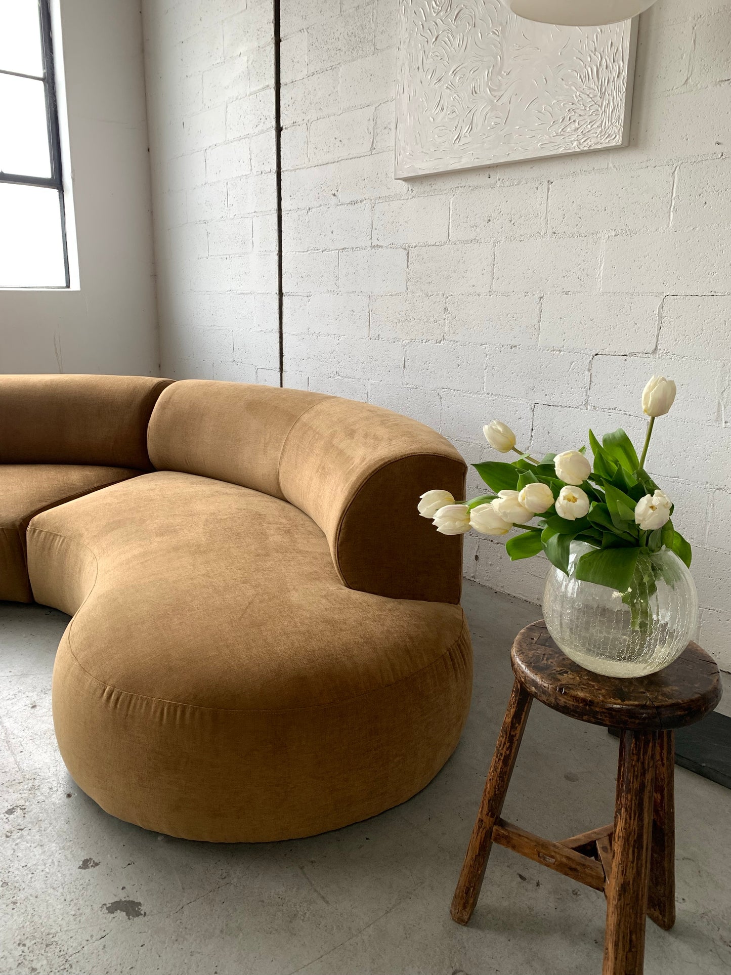 Bespoke Caramel Velvet Modular Sofa