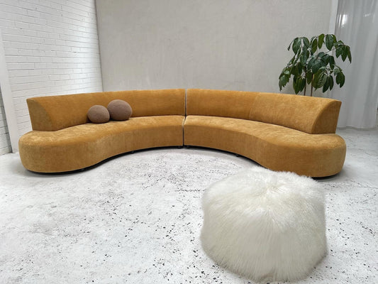 = Bespoke Mustard Curved Sofa Set