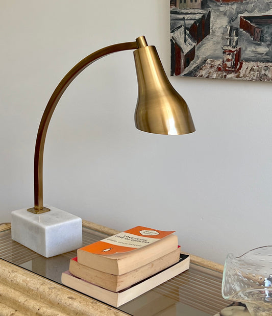 - Large Brass & Marble Lamp, Italy