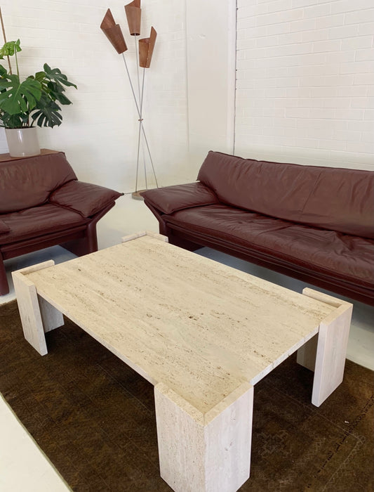 Absolutely Stunning Large Vintage Unfilled Travertine Coffee Table