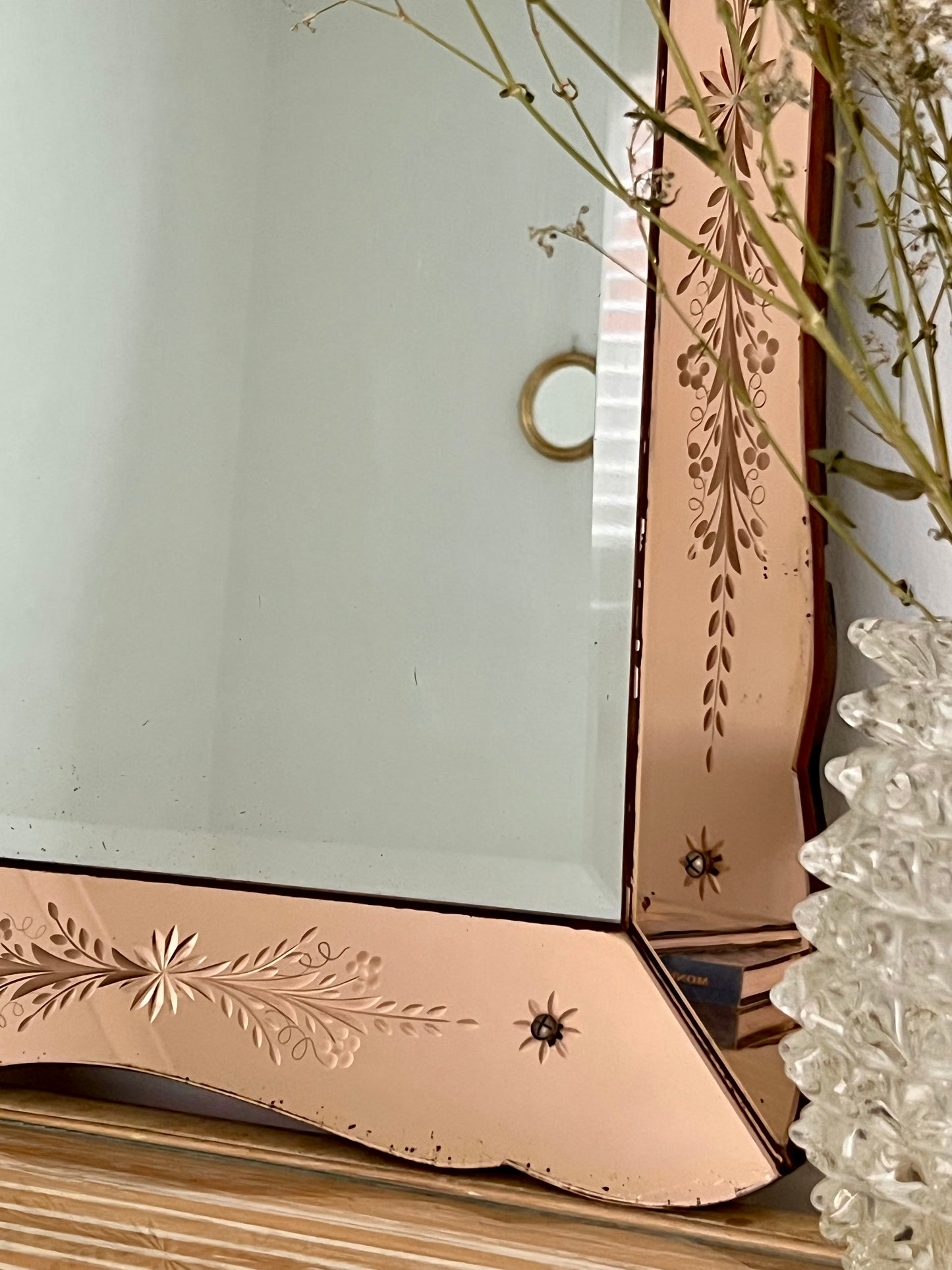 - French 1930s Pink Mirror