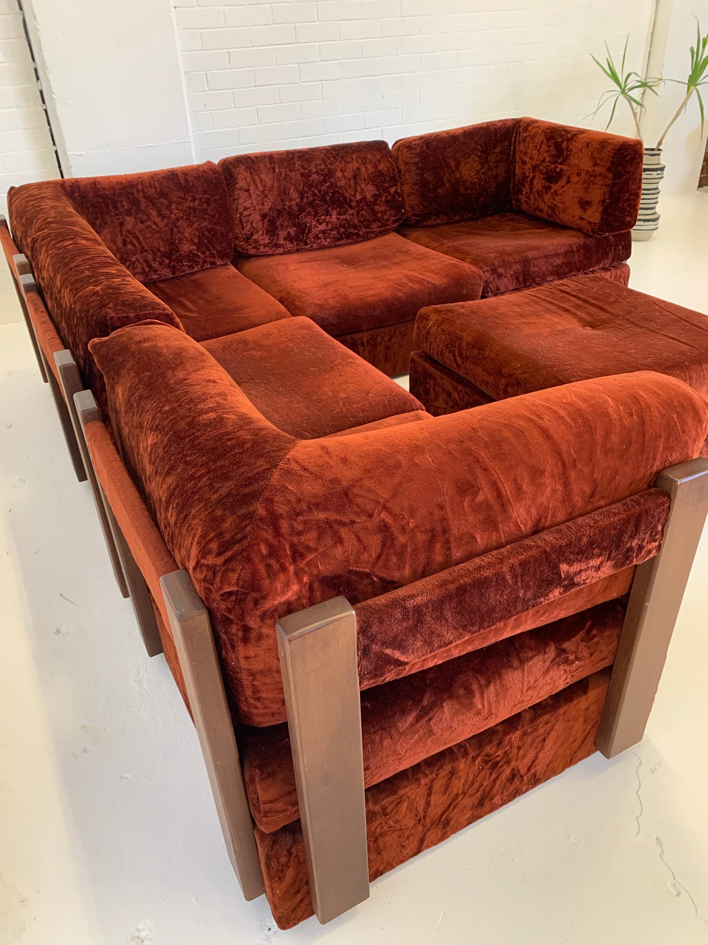 Vintage Modular Velvet Playpen Sofa