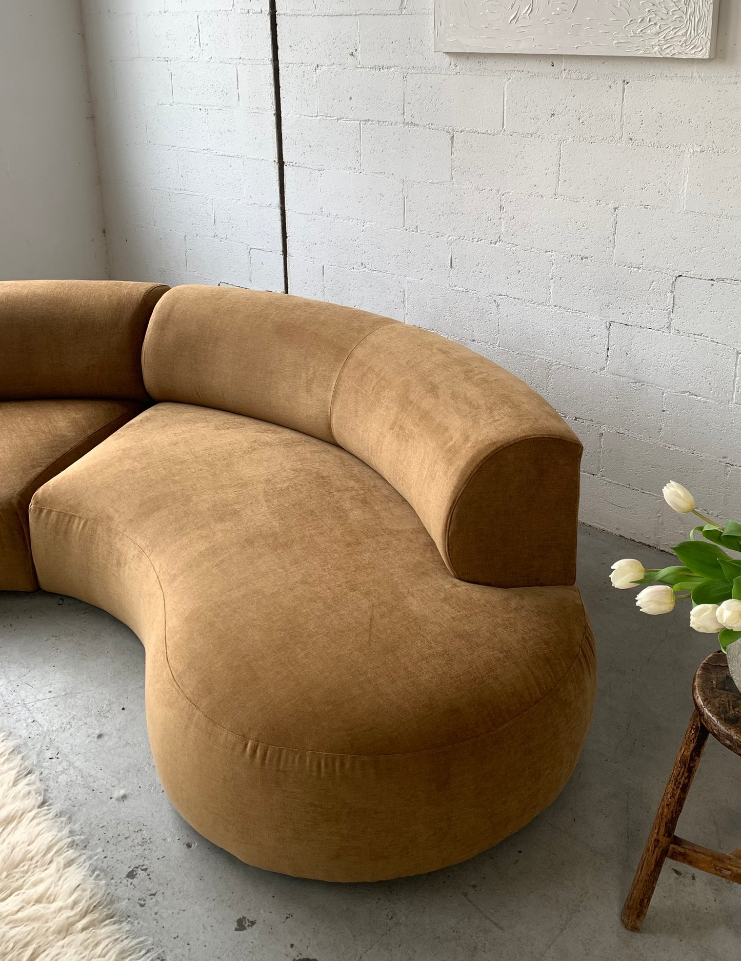 Bespoke Caramel Velvet Modular Sofa