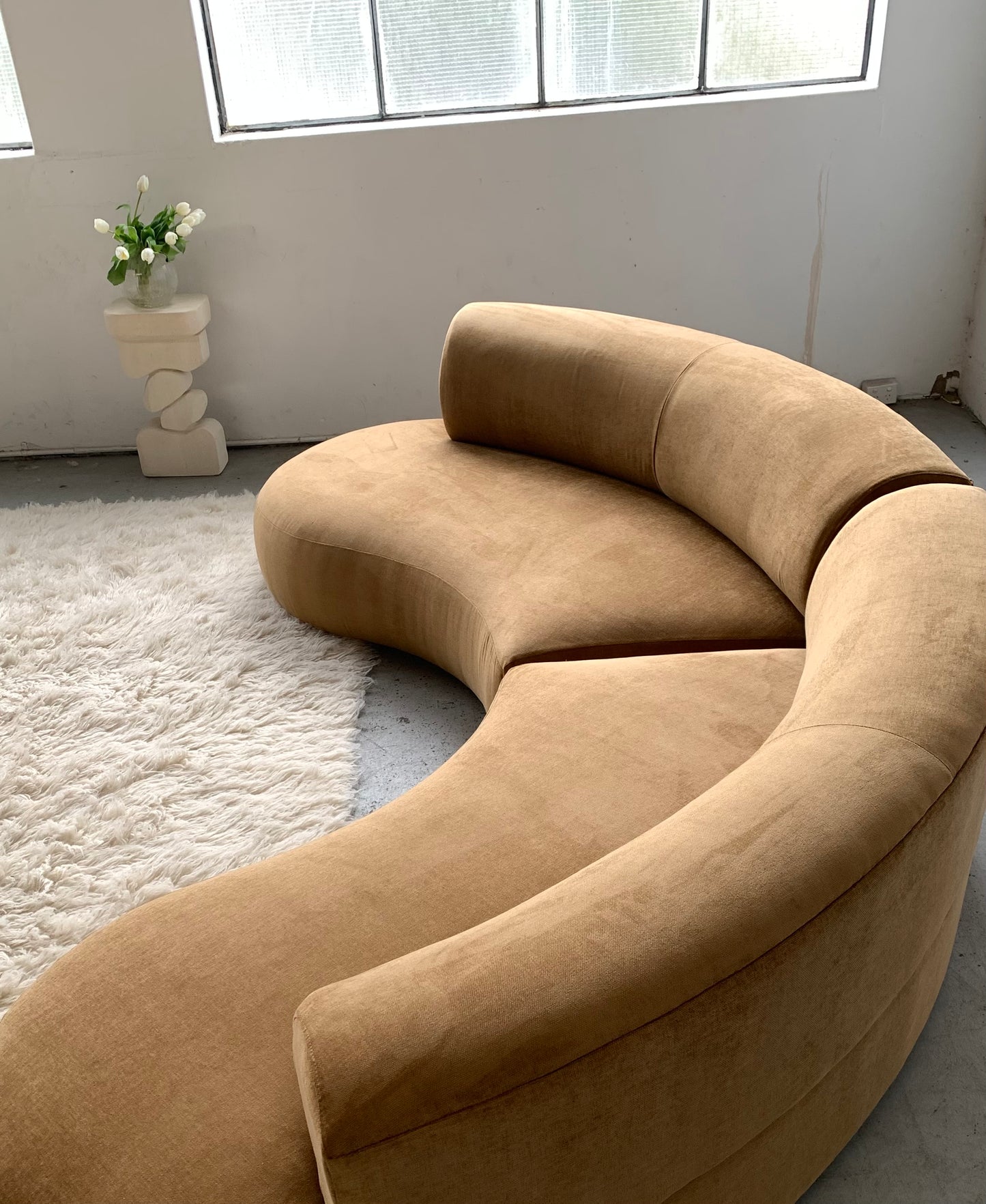 Bespoke Caramel Velvet Modular Sofa