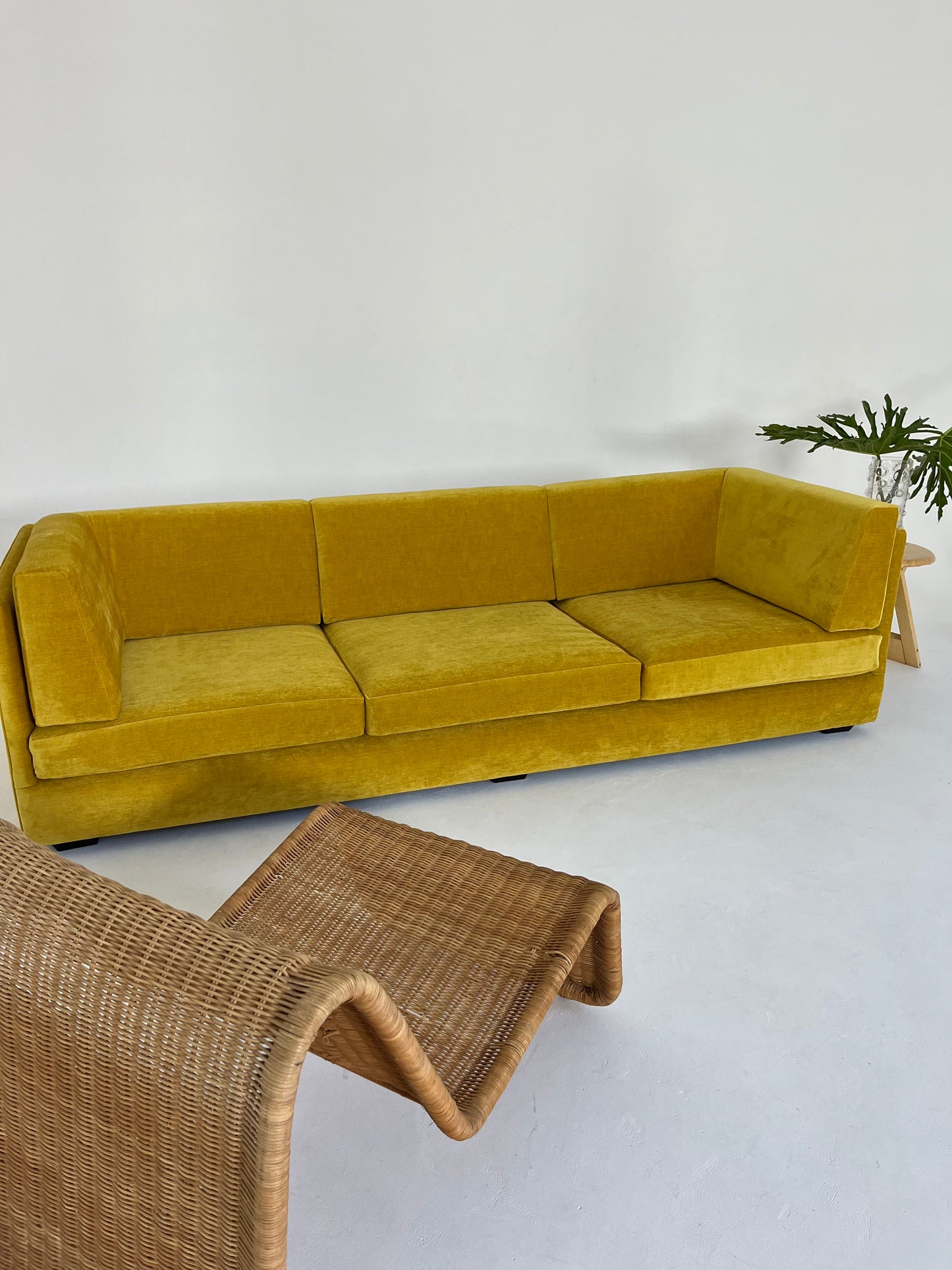 - Vintage Custom Velvet Sofa in Sunshine - Fully Refurbished