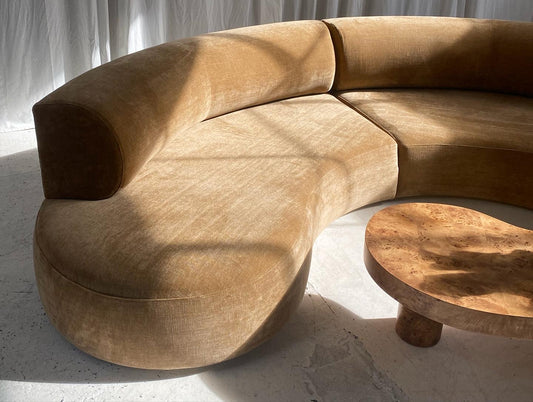 Curved Caramel Velvet Modular Sofa