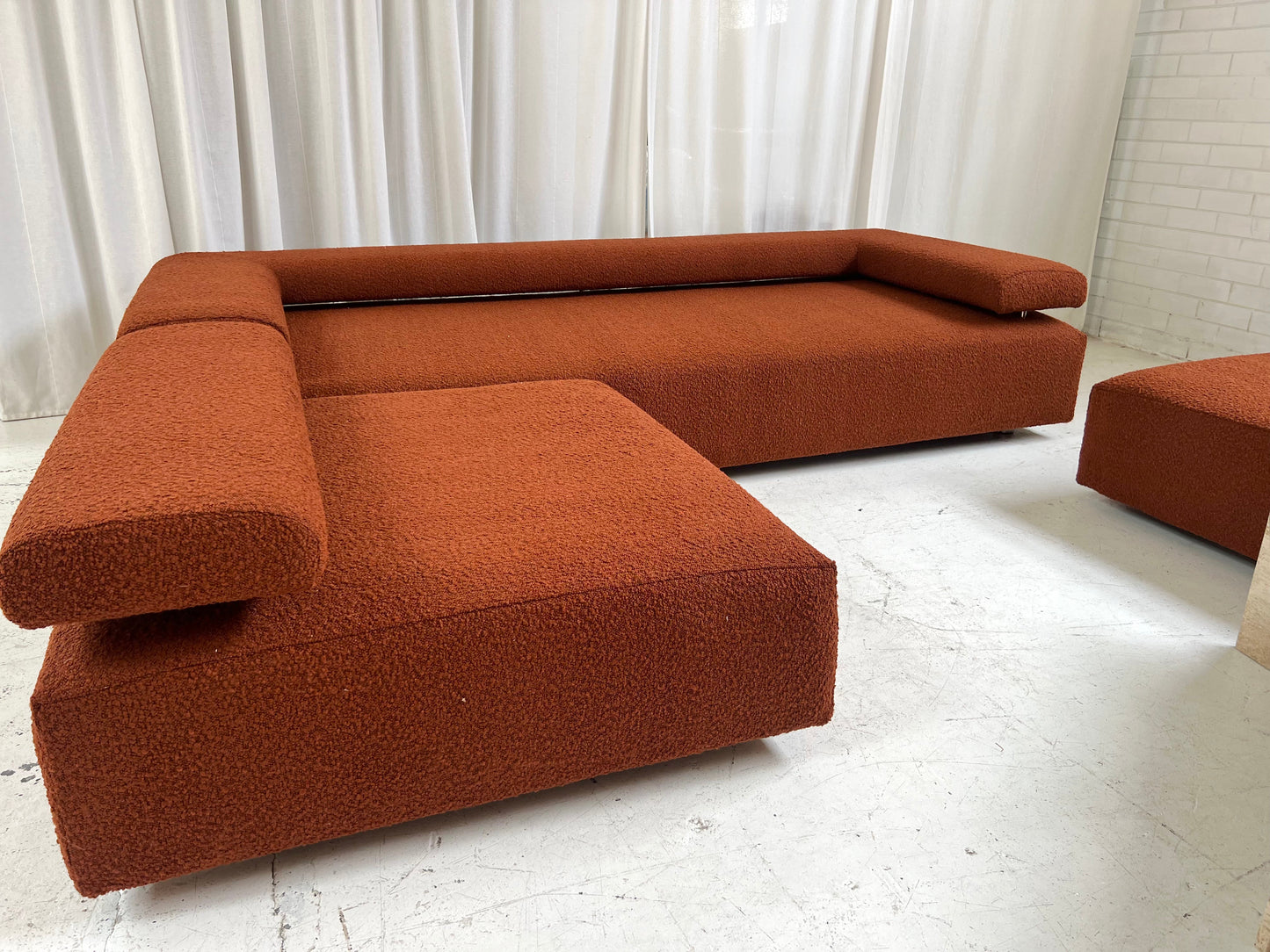 = Bespoke Rust Boucle Sofa - 2 Singles & Ottoman