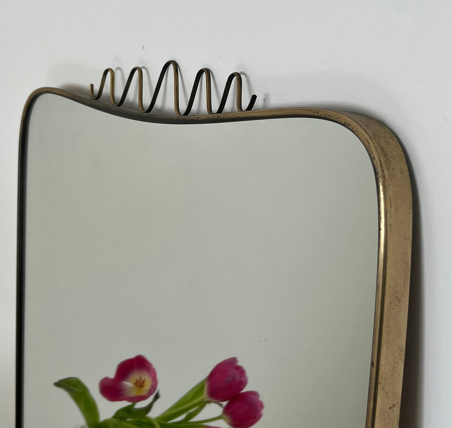 - 1950s Italian Brass Mirror - 'Squiggle'