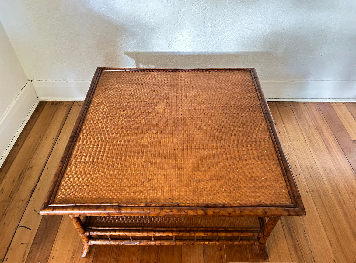 - Tortoiseshell Bamboo & Cane Coffee Table