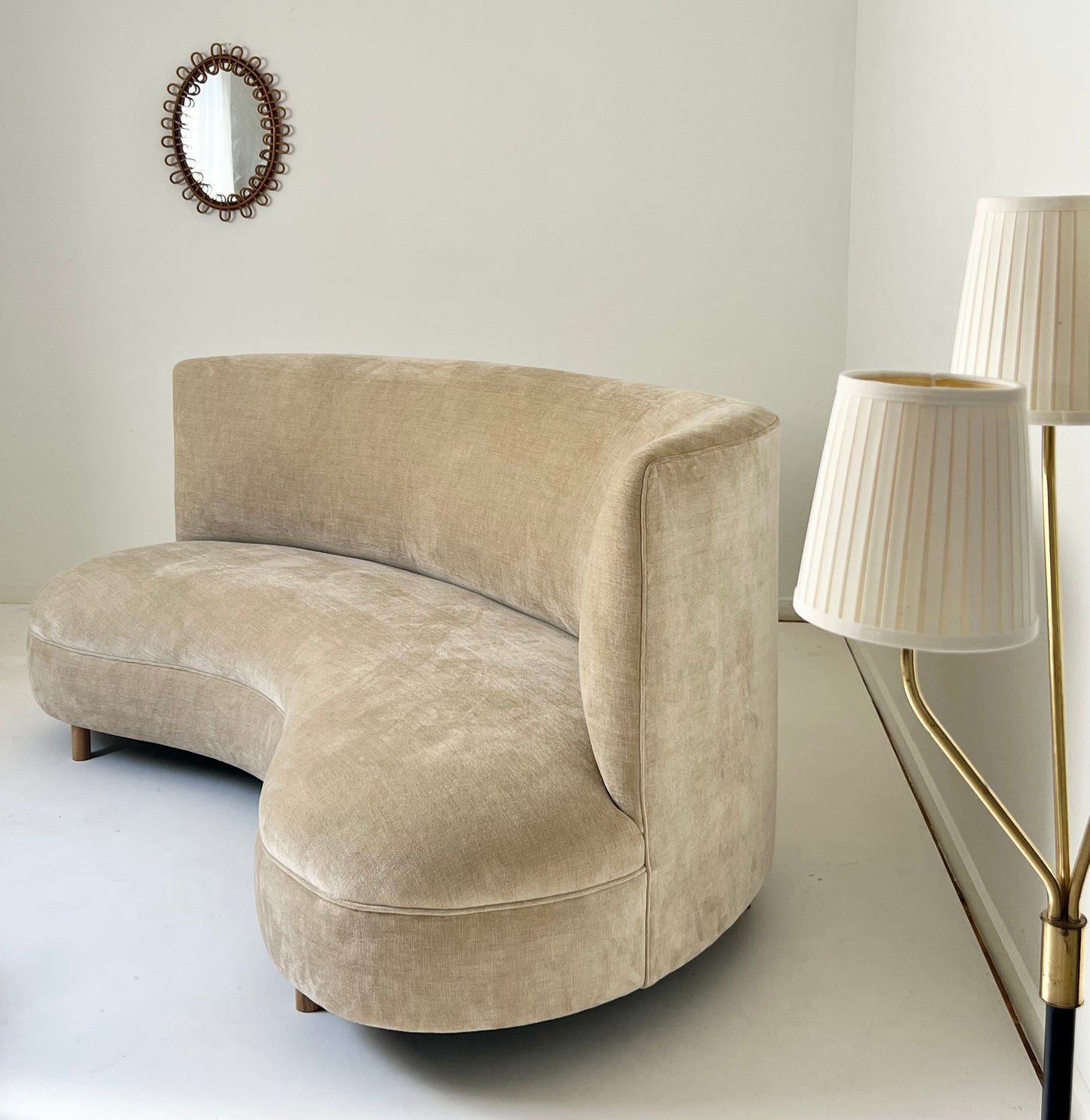 Bespoke Curved Sofa in Cashew Velvet