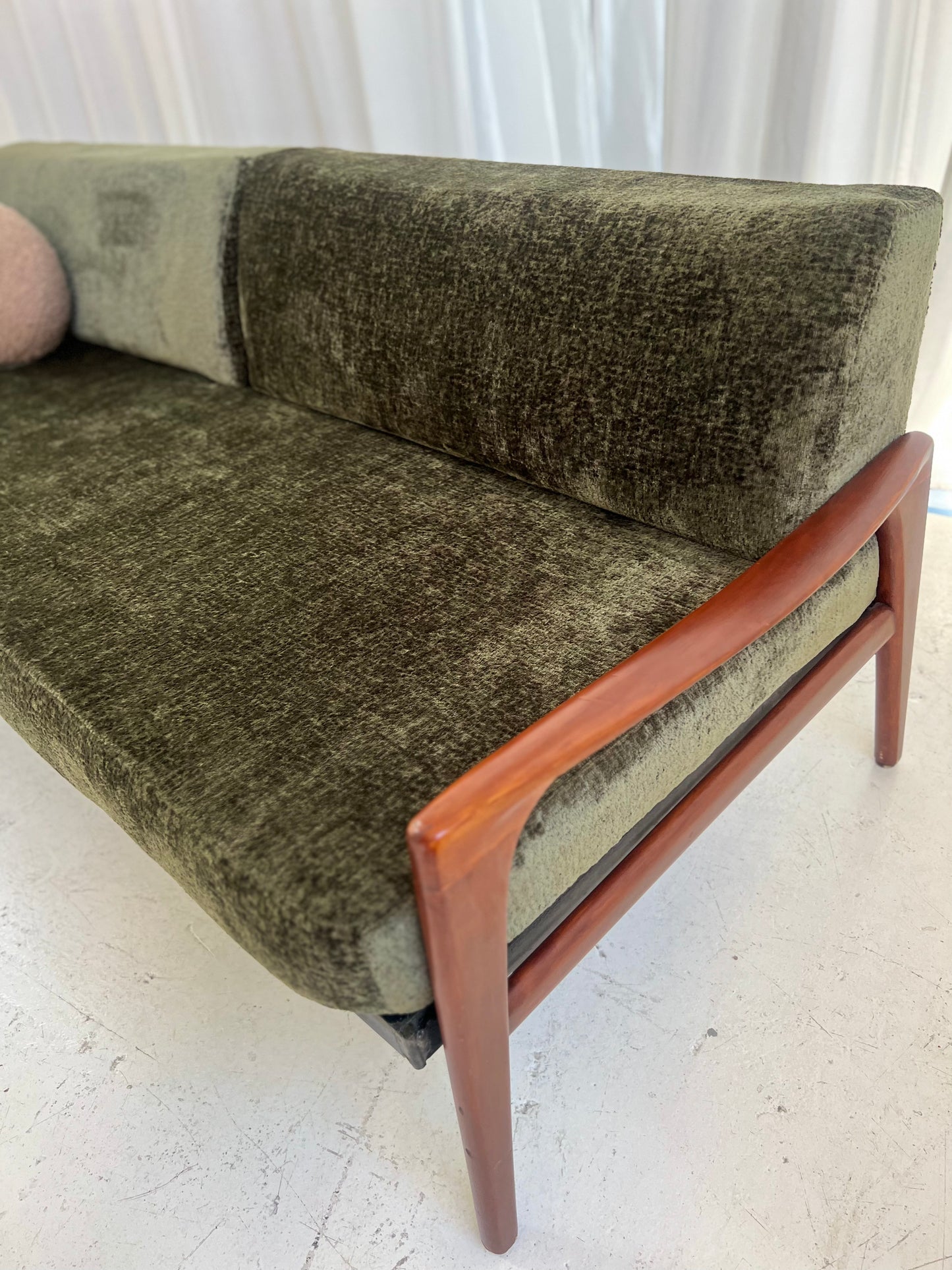 - Green Velvet Mid Century Sofa