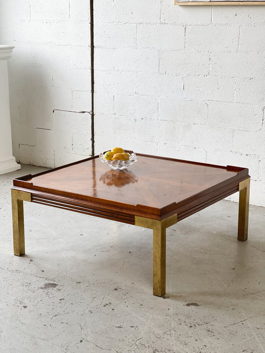 Burl and Brass Coffee Table