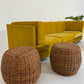 - Vintage Italian Wicker Side Table / Stool - Two Available