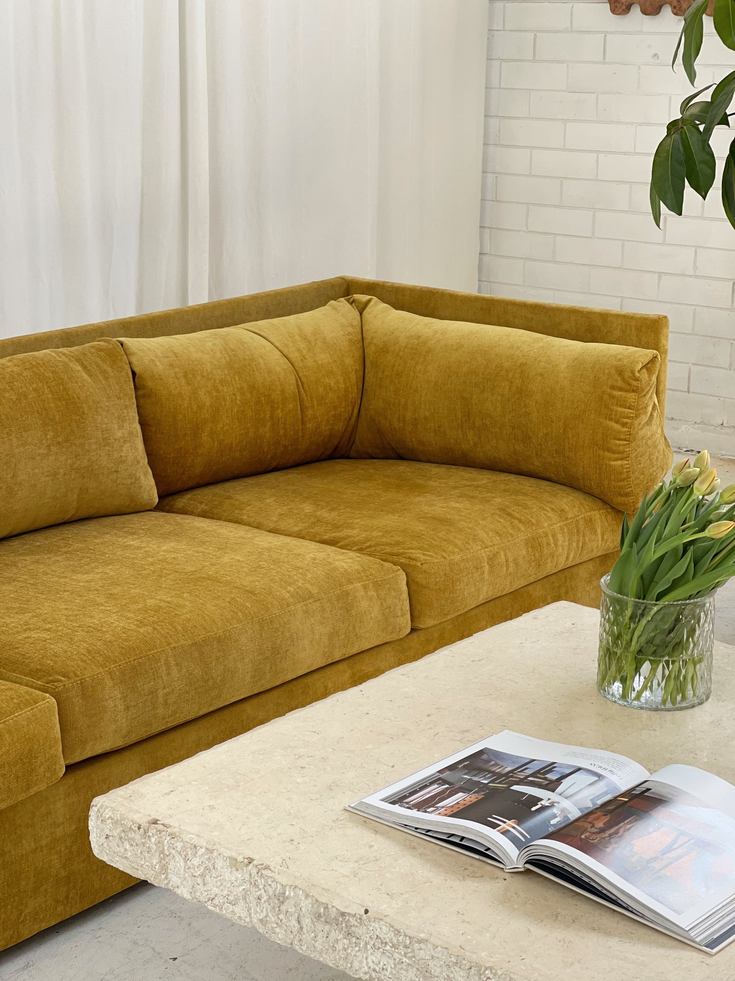 Yellow Velvet Vintage FLER Sofa